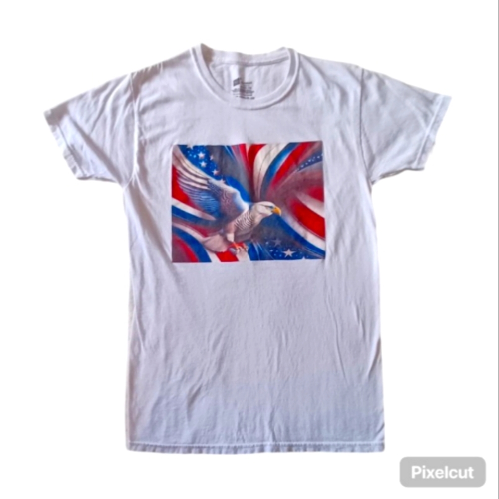 Mens Patrotic Bald Eagle Graphic Tee Shirt - Size Small
